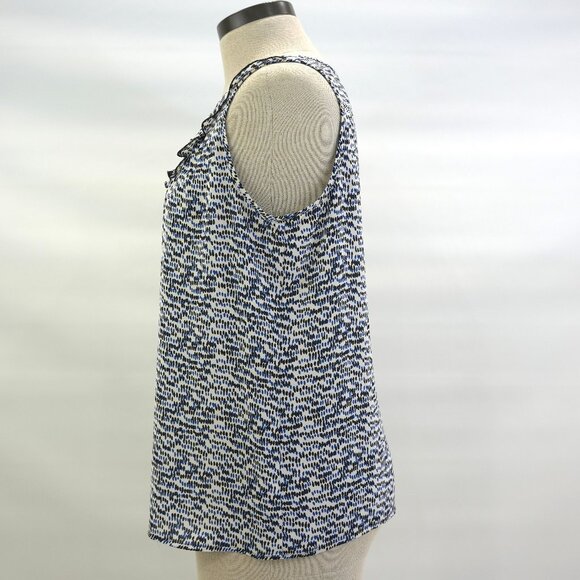 Ann Taylor Loft Women's Camisole Tie Front Blue White Black Size Medium Petite - Picture 4 of 13